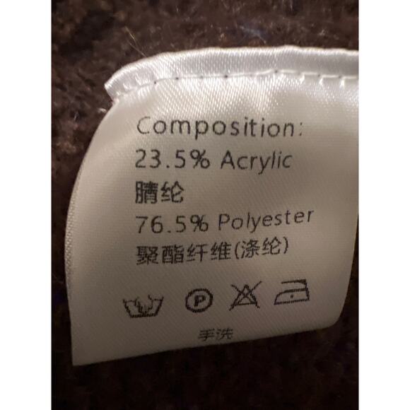 Women's Knit Mix Brown Mock Neck Drop Shoulder Thick Sweater NWT Size L - Picture 7 of 8